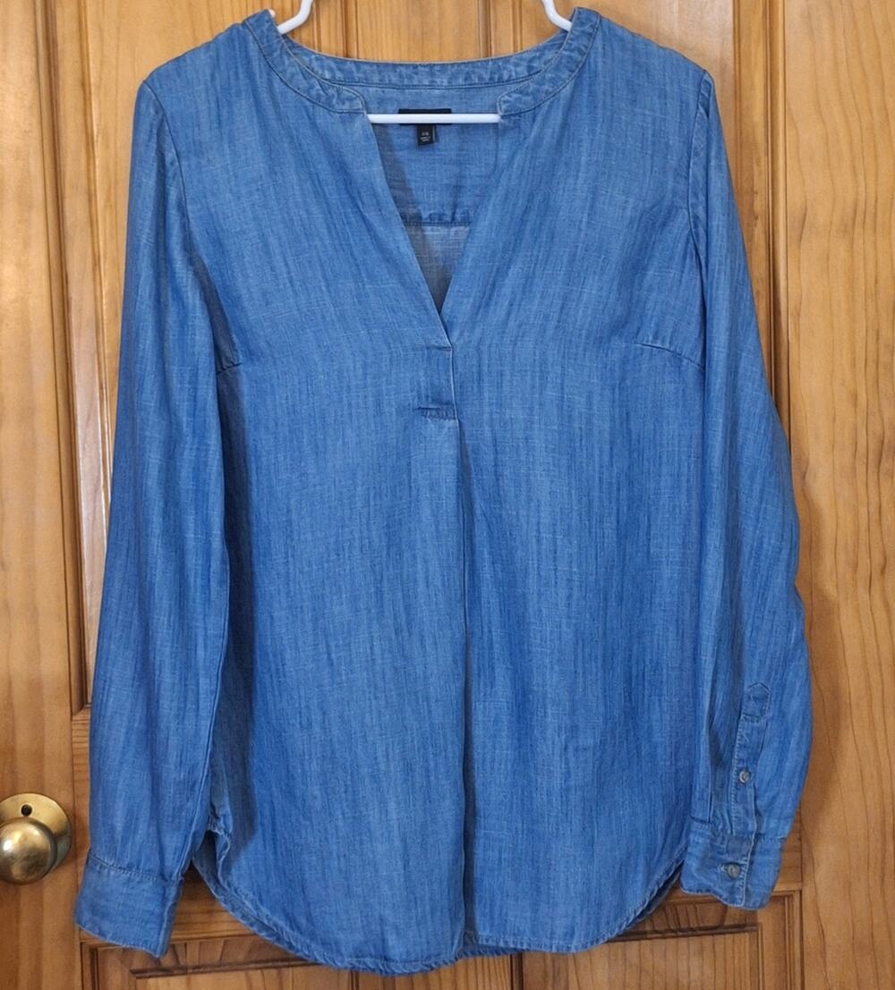 Talbots Shirt Women XS 100% Tencel Chambray BohoChic Coastal Cowgirl Lightweight - Picture 1 of 7